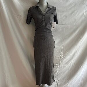 Athleta Gray Luxe Seamless Skirt and Polo